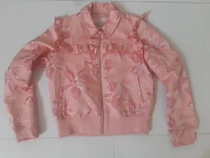 RACHEL Rachel Roy PINK FLORAL Jacket Womens Sz S Ruffle Trim Bomber - Picture 1 of 8