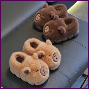 Zapatillas de felpa cálidas de algodón para padres e hijos Capybara invierno dibujos animados para niños - Imagen 1 de 26