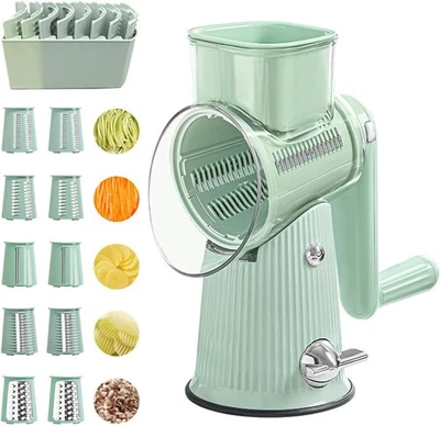 Reibemühle Käsereibe Salatschneider Slicer Reibe Gemüsehobel mit 10 Klingen - Bild 1 von 4