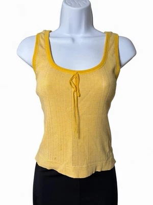 Camiseta sin mangas Marc Jacobs amarilla tejida Y2K cami con cordones - talla S Foto 1 de 4