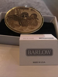 Barlow Designs Made in USA Gold Trinket Box Teal Duck Image - Picture 1 of 6