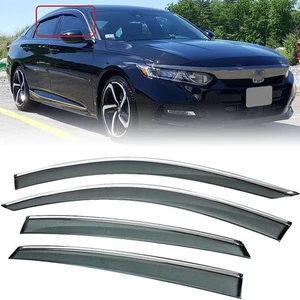 For 2018-2022 Honda Accord Clip-on Chrome Trim Window Visor Rain Guard -9R - Picture 1 of 22