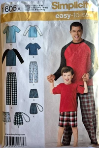 SIMPLICITY PATTERN 1605 LOUNGEWEAR KIDS SIZES S-L MENS SIZES SM-XL CUT - Picture 1 of 2
