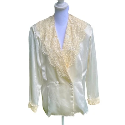 Chaqueta para mujer vintage años 80 crema con encaje talla 10 Foto 1 de 4