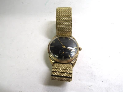 RELÓGIO DE PULSO VINTAGE MASCULINO REDONDO BULOVA L-5 BLACK FACE B 105309 10 KT.R.G.P. - Imagem 1 de 4