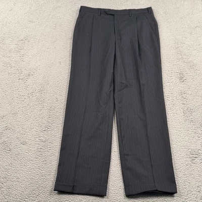 Pantalones Brooks Brothers 1818 Regent para hombre 34x31 lana a rayas plisada hechos en Italia Foto 1 de 4