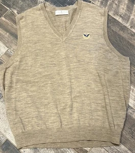 Fairway & Green Maglione Scollo a V Gilet Uomo Marrone Lana Merino Robert Trent Jones XL - Foto 1 di 6