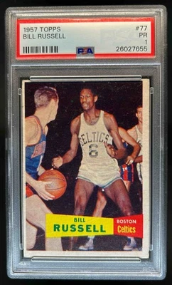 1957-58 Topps Bill Russell 1957 novato RC #77 Celtics PSA 1 Foto 1 de 2