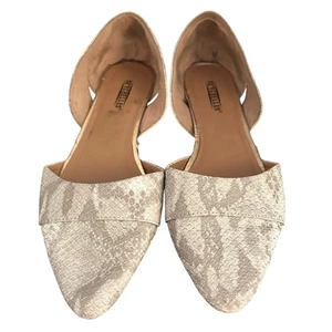 Seychellen Cello taupe weiß Schlangenleder geprägt d'Orsay flache Schuhe spitz zulaufend 9 breit - Bild 1 von 8