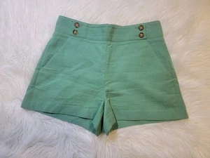 Veronica Beard Kimm Sailor Waist Sz 8 Cotton Linen Seafoam Green Shorts - Picture 1 of 11