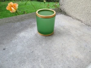 ancien pot en opalone ver et laiton doré 5.5 cm - Foto 1 di 4