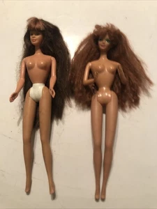 Lote de juguetes desnudos muñeca Barbie marrón roja morena pelo largo vintage 1966 B12 - Imagen 1 de 8