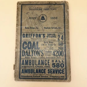 1932 Baton Rouge Denham Springs Louisiana Phone Directory Bell Vtg Ads Ephemera - Picture 1 of 23