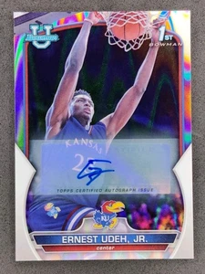 2023 Topps Bowman U Chrome ERNEST UDEH JR 1st Ray Wave Auto /199 #62 Kansas - Picture 1 of 2