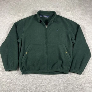 Vintage Polo Ralph Lauren Bomber Jacket Mens Large Green Fleece Bi Swing Pony - Picture 1 of 9