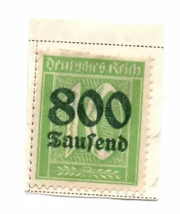 Germania 1923 francobollo sovrastampato verde SC: 262 800-10Mk. Leggermente incernierato - Foto 1 di 1