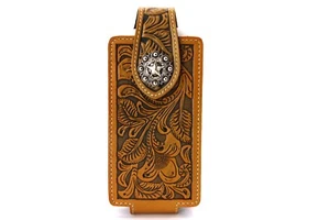 6''x3'' Western Phone Case Texas Lone Star Brown Leather Phone Holster Phone - Picture 1 of 6