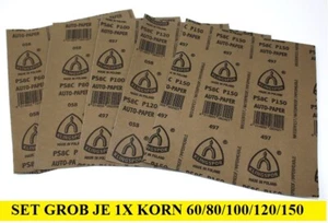 5 Bogen Mix Grobes Nass-Schleifpapier 230x280mm Korn P060,080,100,120,150 - Picture 1 of 1