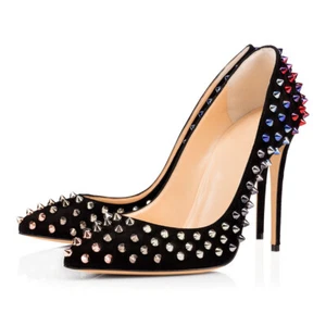 Zapatos de salón para boda Onlymaker con tachuelas de tacón alto con punta puntera puntiaguda para mujer - Imagen 1 de 12