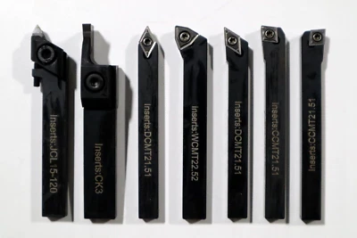 7 PC SET,  1/4" INDEXABLE TURNING TOOLS W/ CARBIDE INSERTS INSTALLED     XS065 - Image 1 of 4