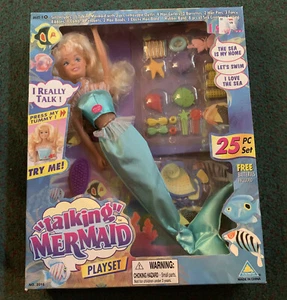 1997 Rara Vintage Talk To Me Mermaid Doll set de juego Toymax Talking FUNCIONA figura - Imagen 1 de 4