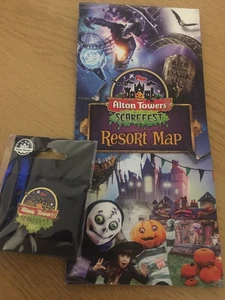 Alton Towers Scarefest pin badge and park map - Picture 1 of 1