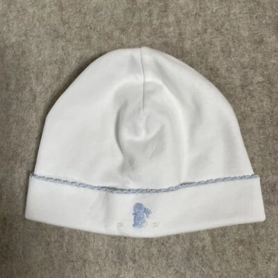 Sombrero tejido blanco kissy kissy azul bordado conejito pequeño  Foto 1 de 4