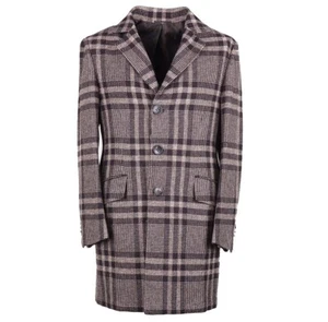 Kiton Napoli Brown and Tan Check Extra-Soft Cashmere Overcoat 38R (Eu 48) NWT - Picture 1 of 13
