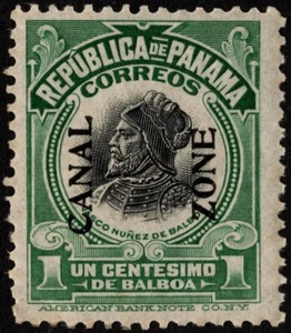 Canal Zone Stamp Scott # 52 Mint F-VF - I Cent Green & Black w Type IV Overprint - Picture 1 of 1