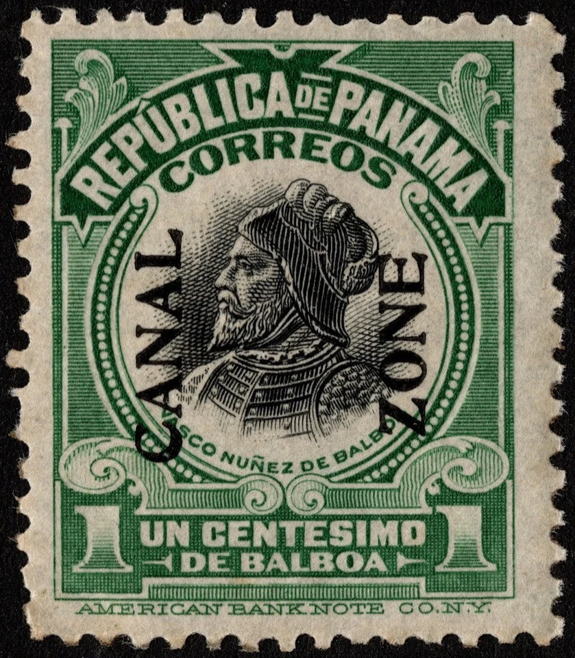 Canal Zone Stamp Scott # 52 Mint F-VF - I Cent Green & Black w Type IV Overprint - Image 1 of 1