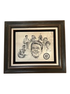 Rare Vintage Ronald Reagan W.E. Tipton Marble Etching Art Print Limit Ed 50/300 - Picture 1 of 6