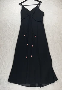 Betsy & Adam by Jaslene Black Prom Evening Dress Gown Rose Accents Long Sz 18 - Picture 1 of 16