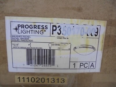 Progress Light Linen Dome 12.25 in. 2-Light for Brushed Nickel with Etched Linen - Image 1 of 4