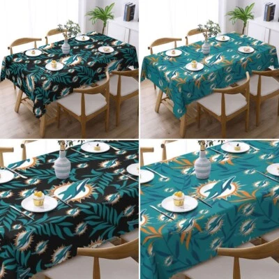 Mantel estampado Dolphins Miami 54x72 pulgadas cubierta de mesa a prueba de polvo decoración del hogar Foto 1 de 4