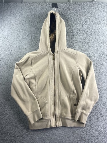 OFF WHITE Felpa con cappuccio donna Style & Co Sport crema cerniera intera 2 tasche manica lunga taglia media