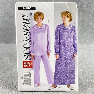 Butterick 4002 Plus Size Pajamas Robe Top Pants Loose Modest Misses L XL Pattern - Picture 1 of 7
