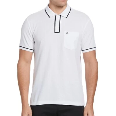 Original Penguin Men's The Earl Polo Pique Cotton Tipped Shirt Logo Bright White - Image 1 of 2