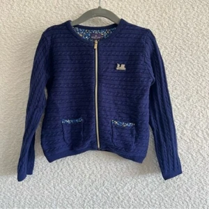 Sergent Major Toddler Girl Kids Blue Zipper Cardigan Sweater Hello Size 5 - Picture 1 of 9