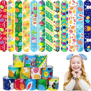 48 PCS Easter Slap Bracelets for Kids – Fun Bunny & Egg Designs, Party Fav - Picture 1 of 6