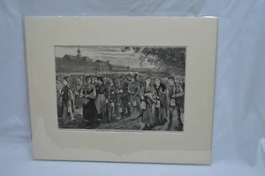 WINSLOW HOMER, NEW ENGLAND FACTORY LIFE, BELL TIME, 1868 ANTIQUE HOMER ENGRAVING - Picture 1 of 6