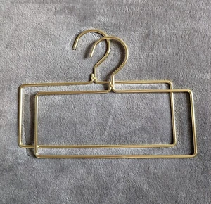 Rectangle Scarf Tie Towel Shawl Storage Gold Metal Hanger Rack 2 Pcs - Picture 1 of 5