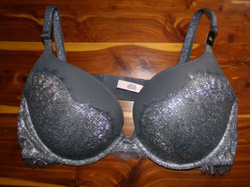 Victoria's Secret dream angels pushup gray with silver foil lace 38c nwt