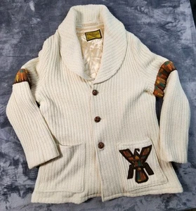 Robert Lewis idea Cardigan Men 48 Aztec Grandpa Shawl Collar Chunky Vintage - Picture 1 of 11