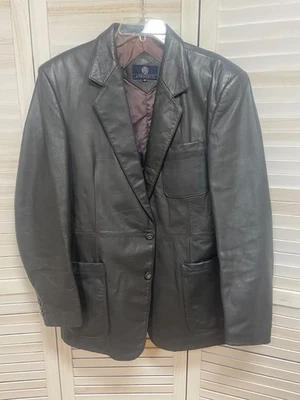 Chaqueta de cuero gris vintage años 70 talla 42 de Foto 1 de 4