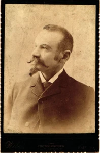 Antique 1800s Cabinet Card Distinguished Gentleman Portrait by W. Clee Erie PA - Picture 1 of 2