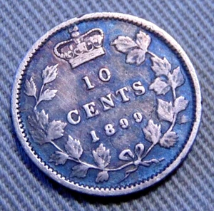 1899 CANADA Silver 10 Cents  - Small 9's - Km-3 nicer - Picture 1 of 4