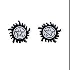 1 pair metal alloy character stud earrings, Supernatural anti demon possession