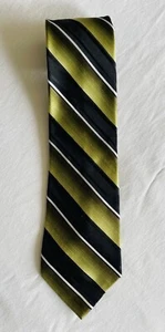 Croft & Barrow Tie Men’s Necktie Olive Green and Black Large Pinstripe Silk - Picture 1 of 4