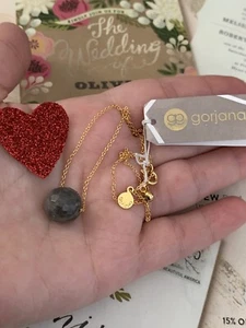 Gorjana Halskette 16" Labradorit Stein Perle verstellbar vergoldet NEU - Bild 1 von 12