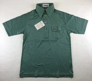 RARE~VTG~NWT~IZOD OF LONDON Green Polo Shirt MED Green Croc Pocket Button - Picture 1 of 8